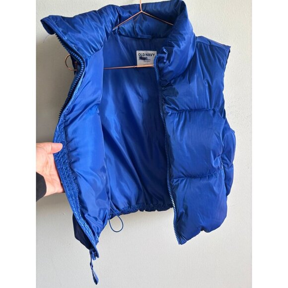 Old Navy Womens Water Resistant Shiny Puffer Vest Blue Size Xs-S - Picture 8 of 11
